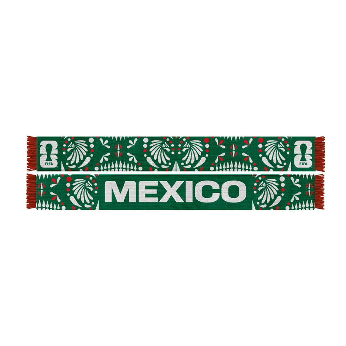 FIFA World Cup 2026™ Official Licensed Soccer Scarf | Mexico | Green White & Red | 150 x 19 cm | Polyester Bird-Eye Finish | Tassels on Both Ends