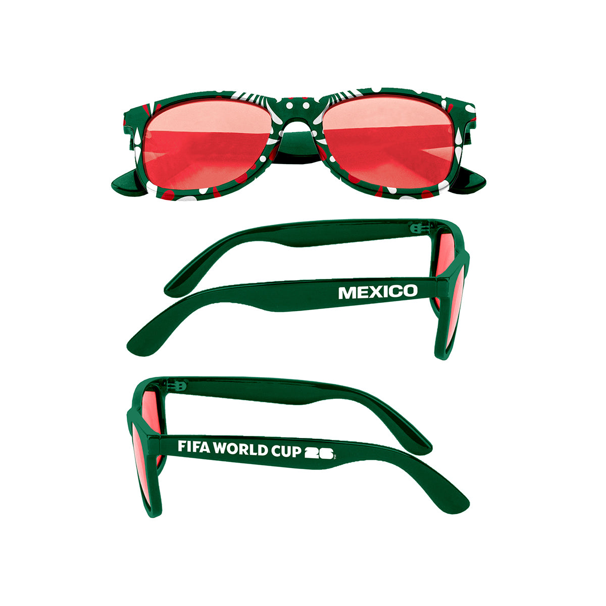 FIFA World Cup 2026™ Official Licensed Sunglasses | Mexico | Green Frame | UV400 Protection | Adult Unisex PC Frame & Lens