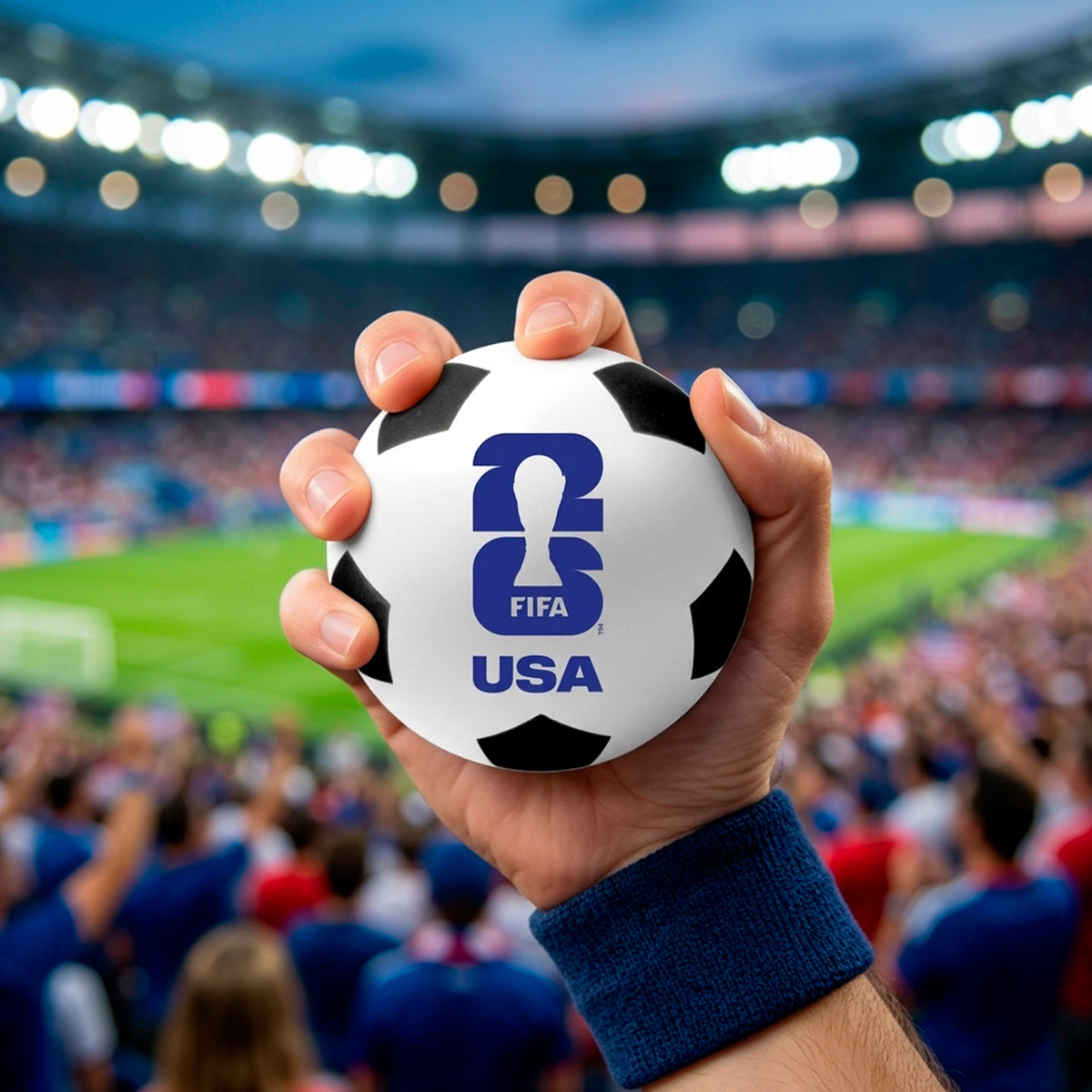 FIFA World Cup 2026™ Official Licensed Stress Ball | USA | Mini Soccer Ball with Logo & Trophy | 6.3 cm