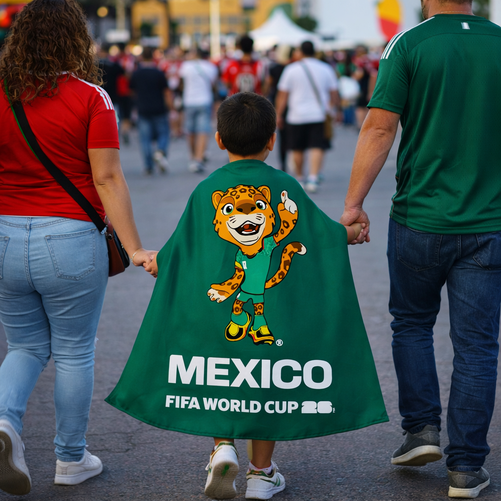 FIFA World Cup 2026™ Official Licensed Kids Cape | Mexico | Zayu | Mascot | 70 x 90 cm | Green | El Tri