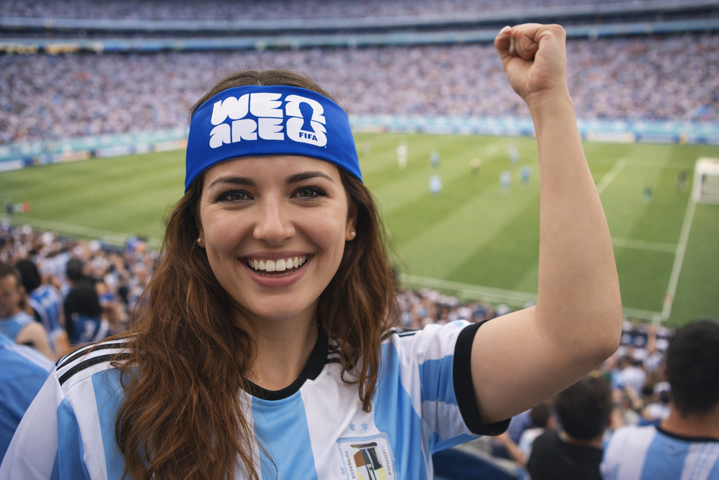 FIFA World Cup 2026™ Official Licensed Headband | Blue Spandex Stretch Band | One Size Fits Most | Soccer Fan Accessory