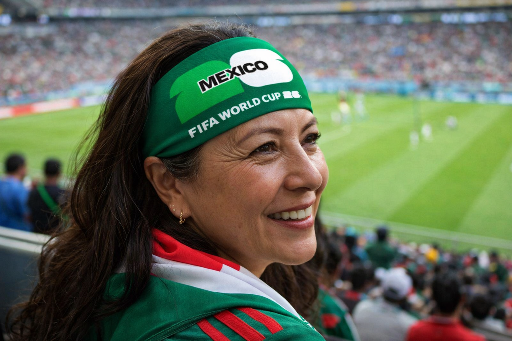 FIFA World Cup 2026™ Official Licensed Mexico Headband | Green Stretch Spandex Band | One Size Fits Most | El Tri | Soccer Fan Accessory