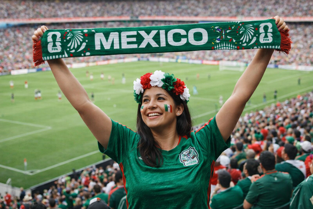 FIFA World Cup 2026™ Official Licensed Mexico Soccer Scarf | Green White & Red | 150 x 19 cm | Polyester Bird-Eye Finish | Tassels on Both Ends | El Tri