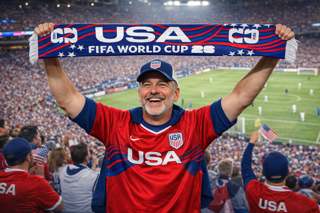 FIFA World Cup 2026™ Official Licensed USA Soccer Scarf | Red White & Blue | 150 x 19 cm | Polyester Bird-Eye Finish | Tassels on Both Ends