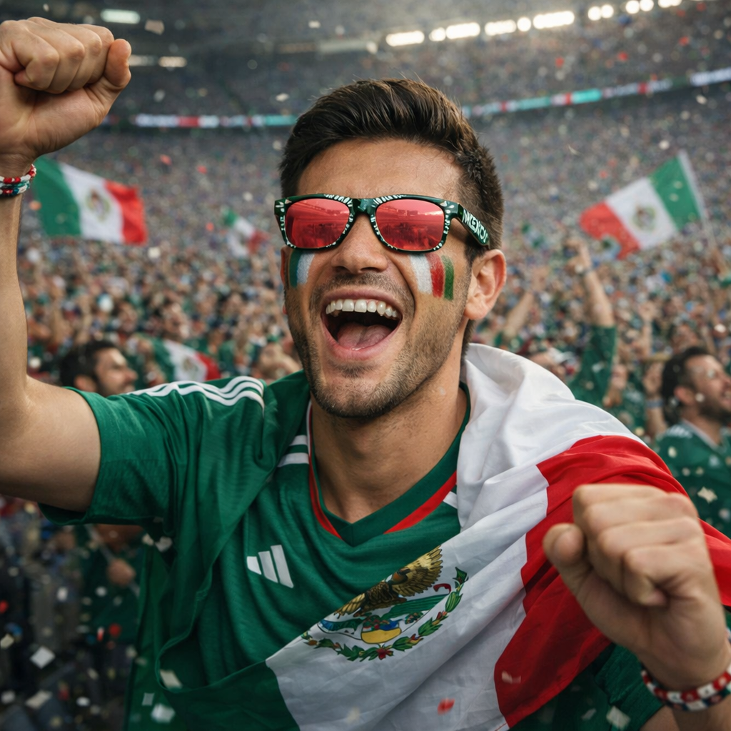 FIFA World Cup 2026™ Official Licensed Mexico Sunglasses | Green Frame | UV400 Protection | Adult Unisex PC Frame & Lens | El Tri