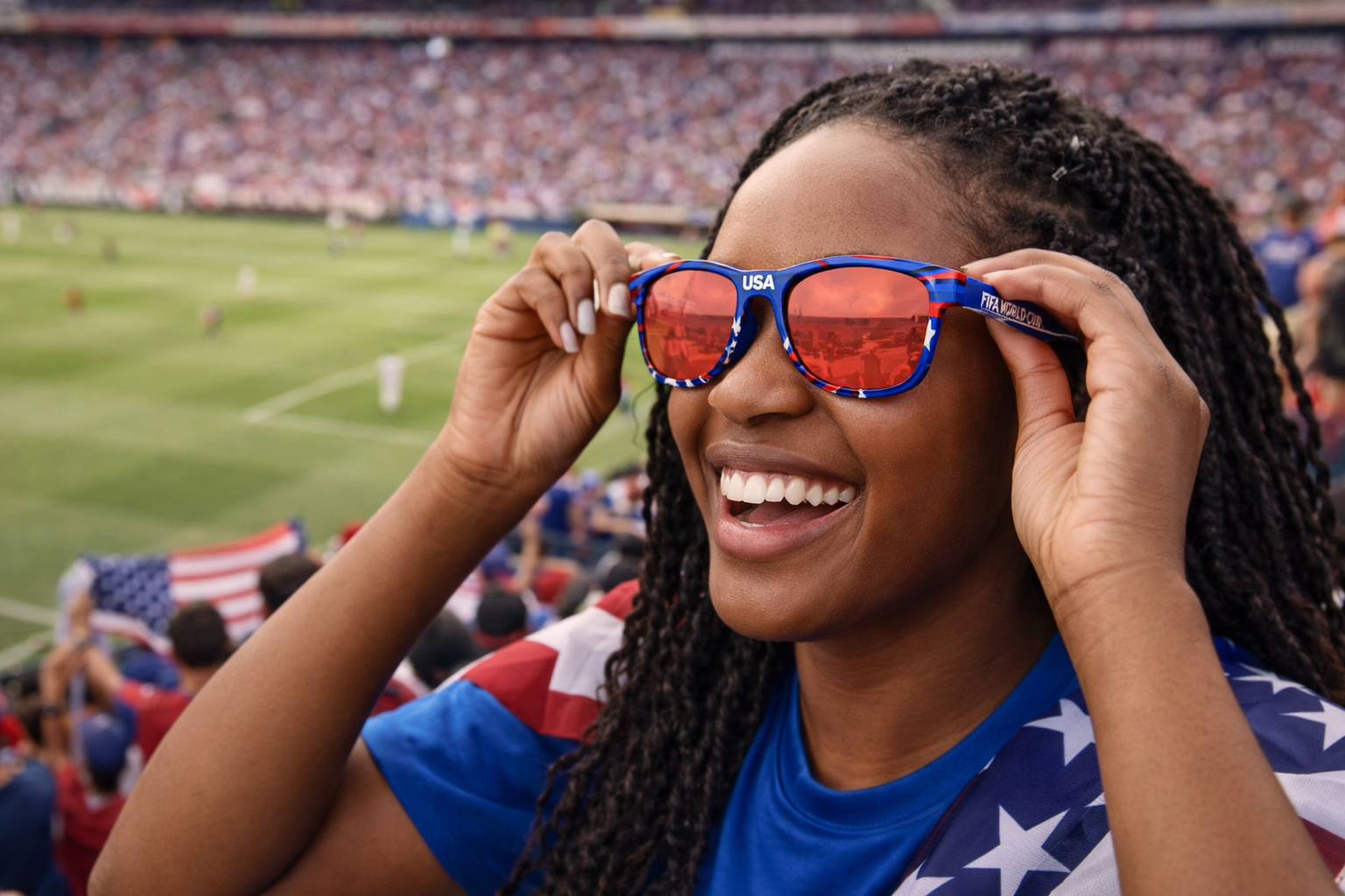 FIFA World Cup 2026™ Official Licensed USA Sunglasses | Blue Frame | UV400 Protection | Adult Unisex PC Frame & Lens